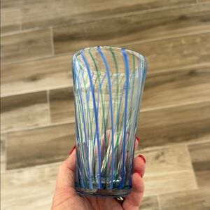 Anthropologie Brissa Striped Double Old Fashioned glass